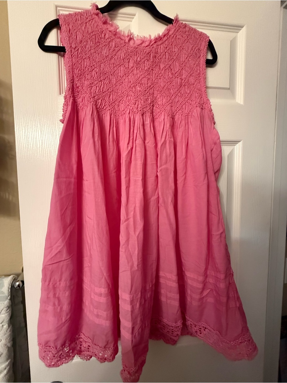 Free People Pink Smocked Sleeveless Top/Mini Dress